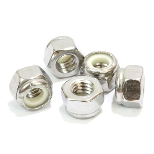 1/4"-20 Nylon Insert Lock Nuts (100 Pieces) Stainless Steel Finish Hex Lock Nuts, 304 (18-8) Stainless Steel Plain Finish, Corrosion-Resistant Commerc
