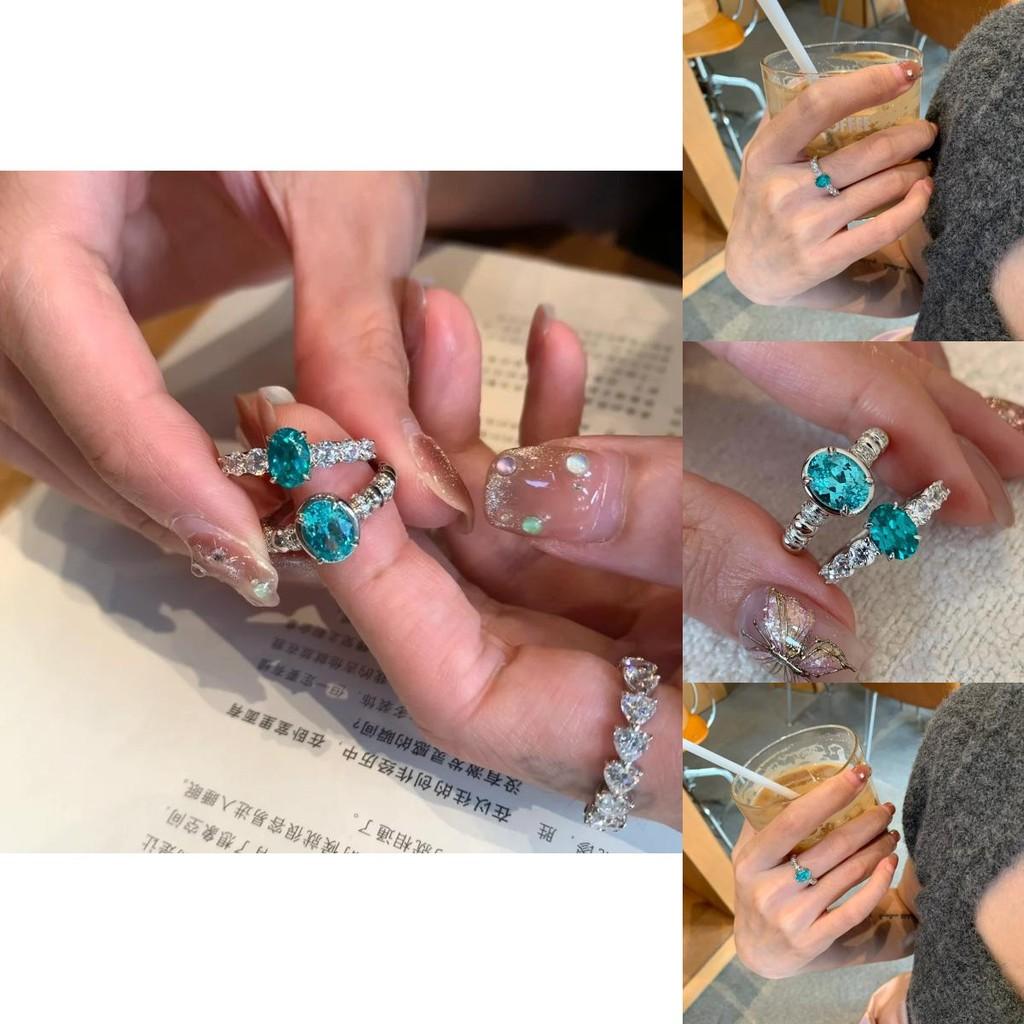 Trendy Luxurious Blue Zirconia Adjustable Ring For Women Fashionable Wear