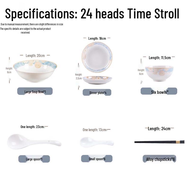 Elegant 24-Piece Jingdezhen Ceramic Dinnerware Set