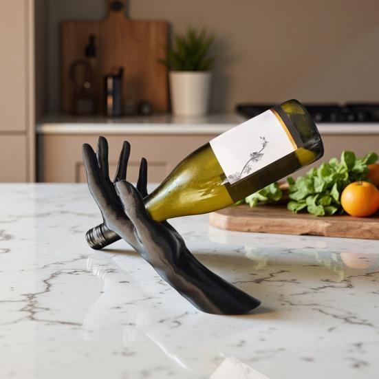 Hand Illusion Wine Bottle Holder Hand Shaped Beer Bottle Display Stand Organizer Rack Home Kitchen Bar Dining Table Desktop Decoration
