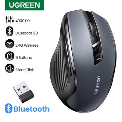 Ugreen Mouse sem fio Bluetooth modo duplo, som leve de escritório, adequado para Apple, Huawei, laptop, iPad, mouse ergonômico
