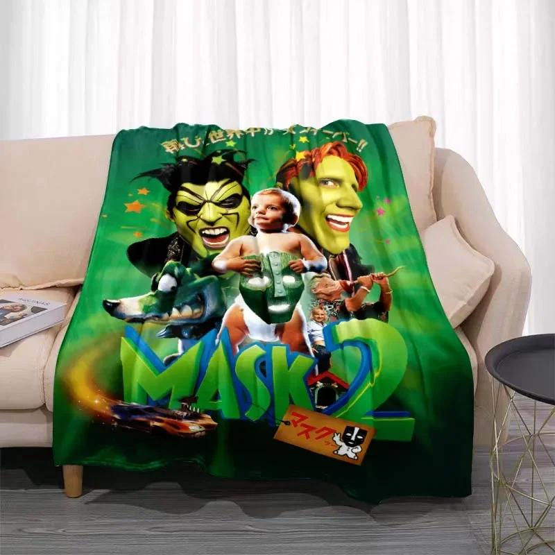 3D MASK Cartoon Blanket Jim Carrey Pattern Bedroom Living Room Home Decoration Picnic Blanket Children's Room Blankets for Beds