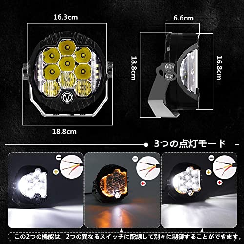 KAWELL 90W Fog Lamp, Angel Eye Headlight, LED Combo Light, Spotlight, Fog Lamp, LED Driving Light, IP68, Compatible with 12V and 24V, 1-Year Warranty,