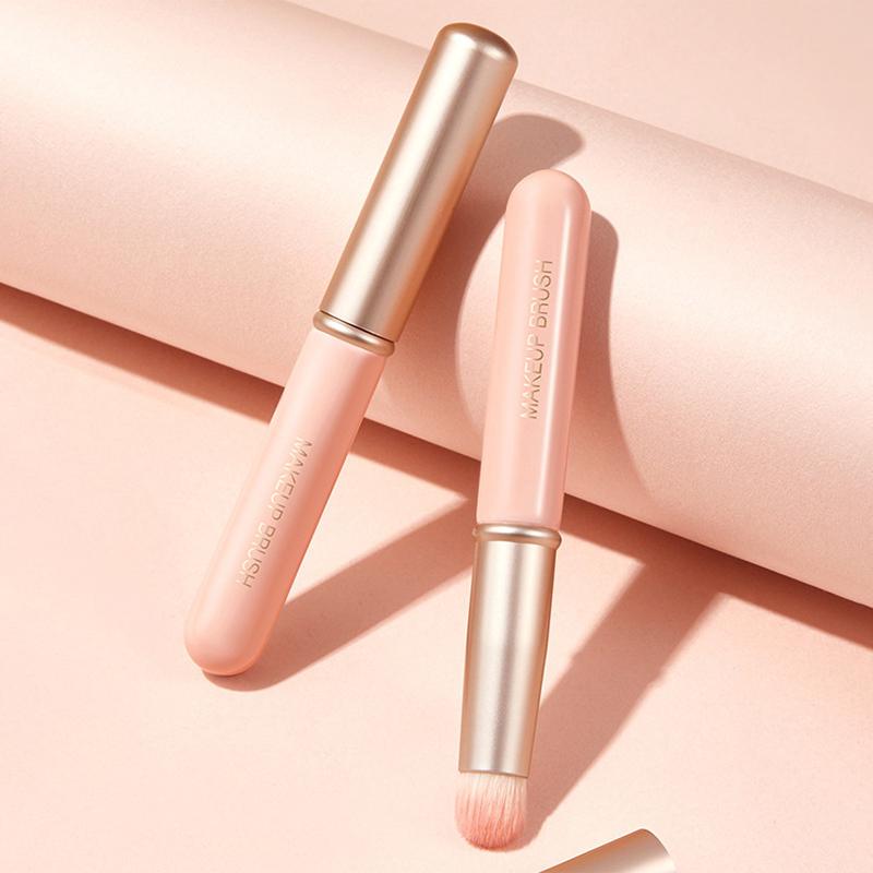 Portable Round Head Mini Lip Brush Carry Lid Lipstick Brush Concealer Brush Soft Synthetic Girl Lip Gloss Smudge Makeup Brush