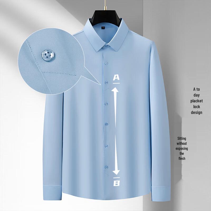 

Men s Plus Size Ice Silk Long-Sleeve Wrinkle-Free Shirt 8XL
