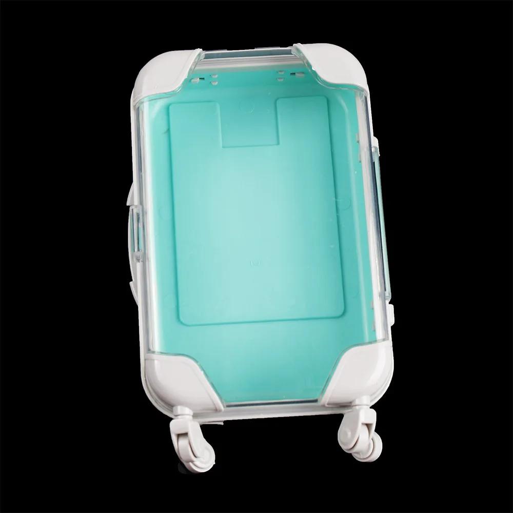 1PC Mini Trolley Luggage For Storing Doll Clothes Shoes Jewelry Cute Plastic Small Suitcase Box Dollhouse Decoration Accessories