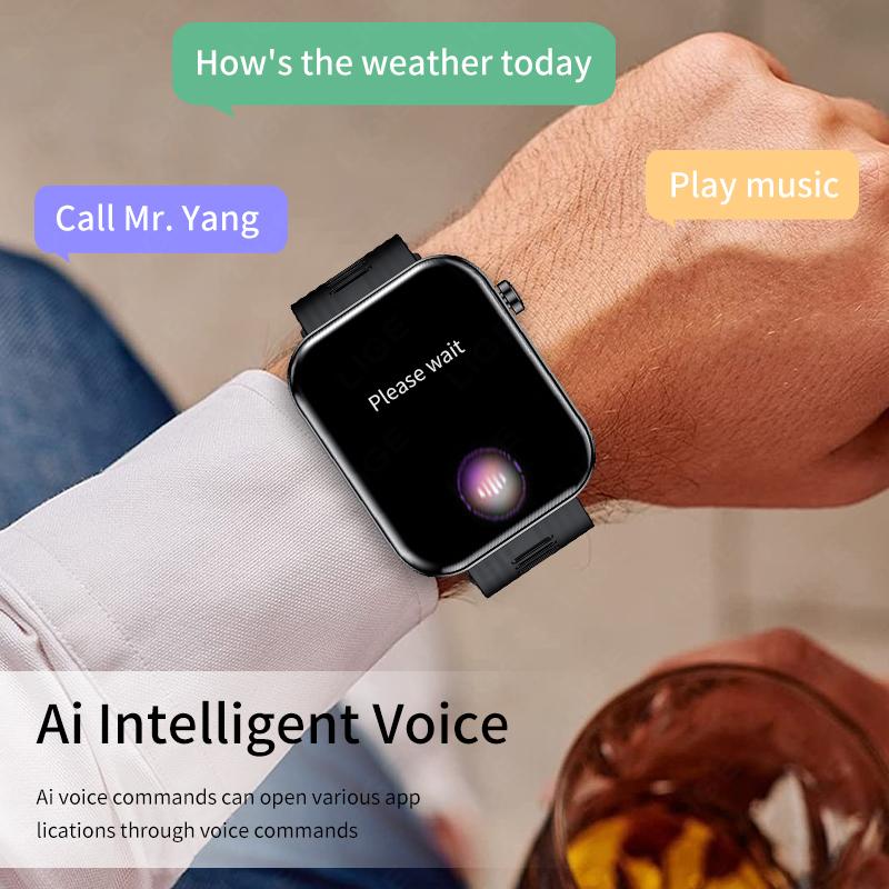 Bluetooth Call Smartwatch For Women Men Health Monitoring Voice Assistant Bracelet Custom Dial Sports Fitness Smart Watch