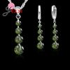 Romantic 925 Sterling Silver Link Chain Crystal Pendant Jewelry Set For Women Choker Wedding Jewelry Set
