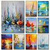 Abstract Sailing Sunset Poster Sea Wall Art Landscape Canvas Painting Print Wall Picture for Living Room Home Decoration