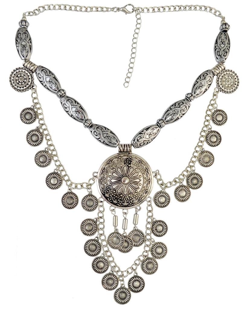 Alloy Coin Personalized Retro Collarbone Multi-layer Necklace, European and American Exaggerated National Style Necklace