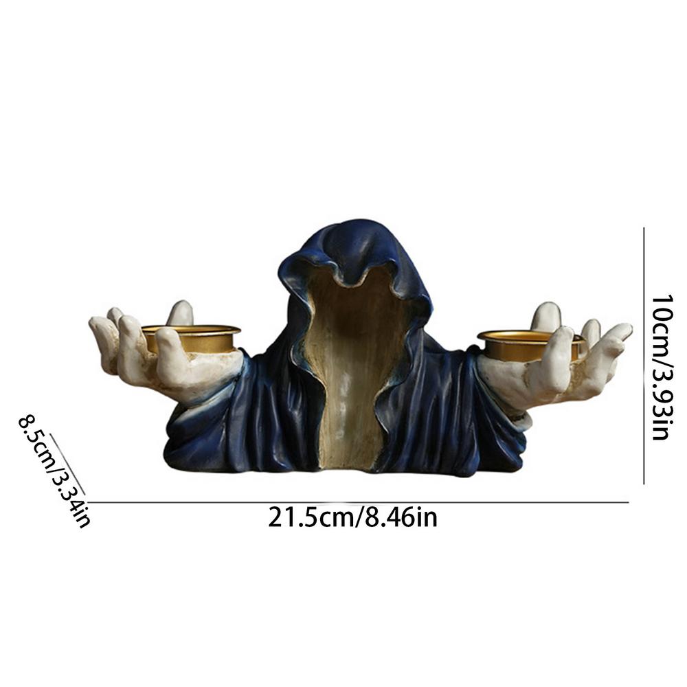 

Подсвечник для чайной свечи с ужасом на Хэллоуин, готический подсвечник, украшение для дома, праздничного стола для вечеринки синий