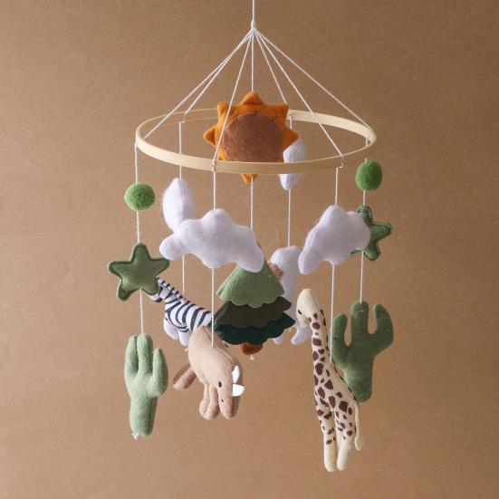 Baby Crib Mobile Clouds Animals Leaf Plush Crib Mobile Handmade Felt Hanging Decor