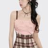 Women's Summer Retro Sweet Strap Plaid Dress Korean Style Y2k Mini Party Dresses