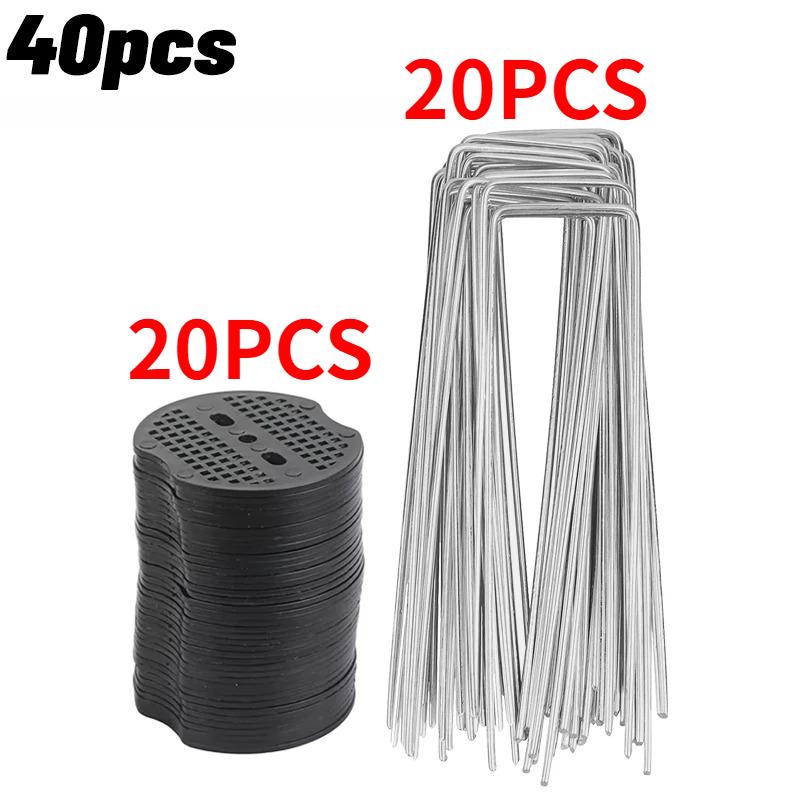 Multifunctional U-Type Garden Staples with Pad Outdoor Fixed Nail Heavy-duty Landscape Spikes Fence Tubing Stakes Film Fixed Peg