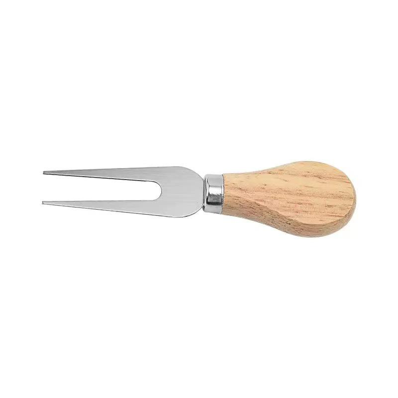 Stainless Steel Cheese Knife Set with Wooden Handles for Spreading, Forking, and Slicing Bread and Butter.