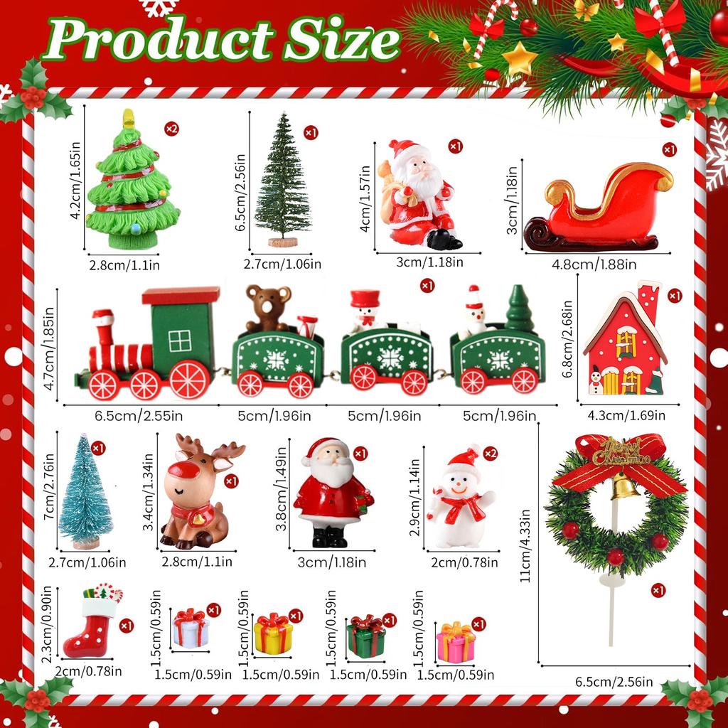 18 Pieces Christmas Cake Decoration Train Christmas Tree Santa Sleigh Reindeer for Christmas Themed Birthday Party Supplies