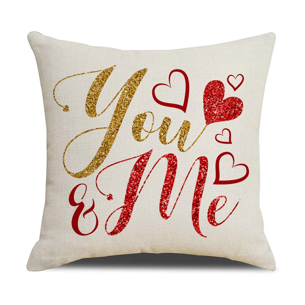 Valentine's Day Pillow Nordic Red Car Rose Love Print Cushion Linen Cushion Home Products
