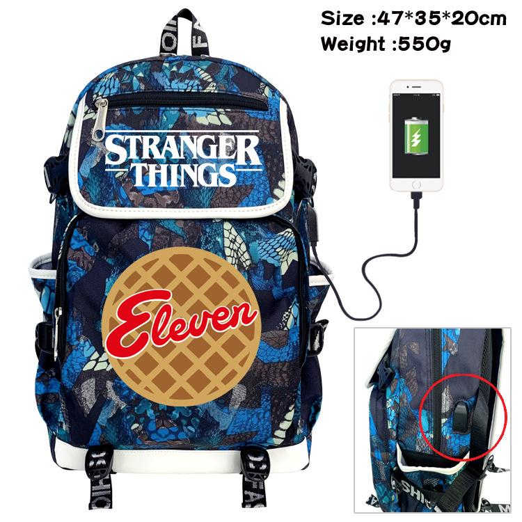 Stranger things Student backpack USB charging backpack