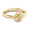 Pinker CZ Doppelstein Stapelbarer Damen Ehering - 925 Sterlingsilber Gold Vermeil