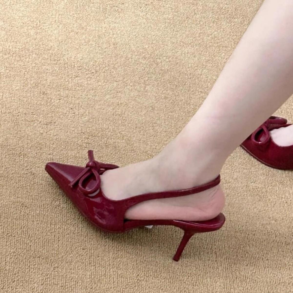 

2024 новый темперамент французские красные туфли на шпильке на высоком каблуке женские не устают ноги королевская сестра сексуальные осенние и зимние остроносые туфли 40 бордовый