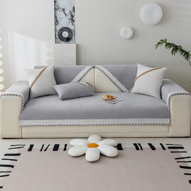 Sofa Cushion for All Seasons, Non-slip Fur Ball Chenille, New Sofa Cover, Lace Cover, Cushion Cushion