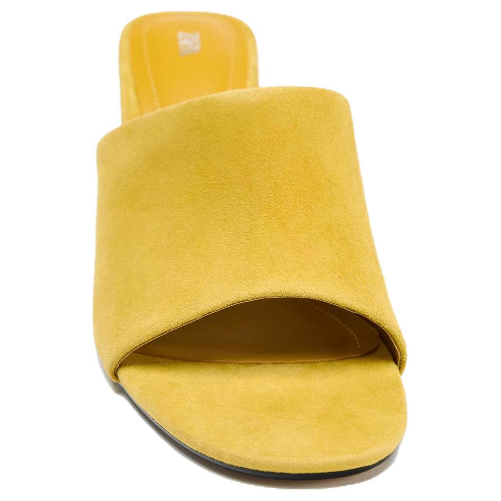 Zara Fashionable Round Toe Thin High Heel Leather Anti-Friction Slide Sandals Women Sandals Mustard 1304610305