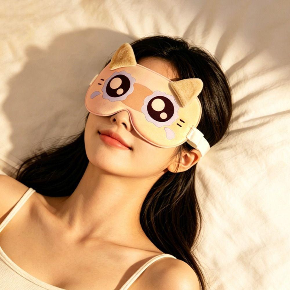 Soft Breathable Fabric Eye Mask Breathable Light Blocking Eye Cover Cat Ear Eye Mask Noon Break