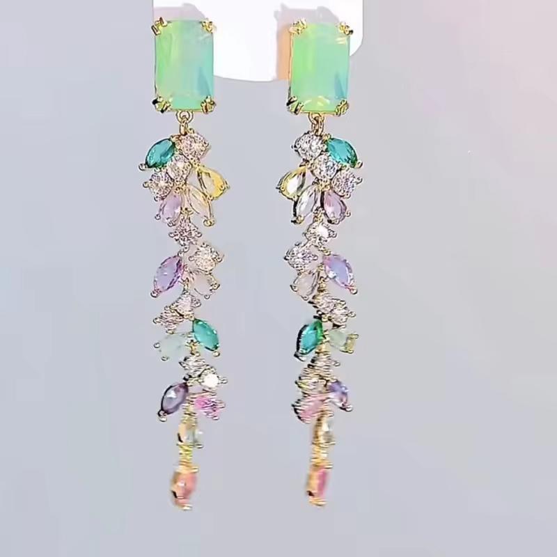 

ZAKOL Элегантные сверкающие серьги-кисточки с кристаллами для женщин, геометрические висячие серьги-капли для вечеринки, свадьбы, уши, циркон