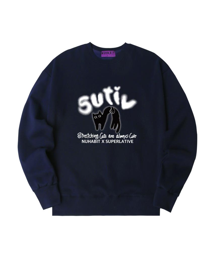 NUHABIT N/H Slime Cat Oversized Sweatshirt_Navy (Gom4-4Nh034)