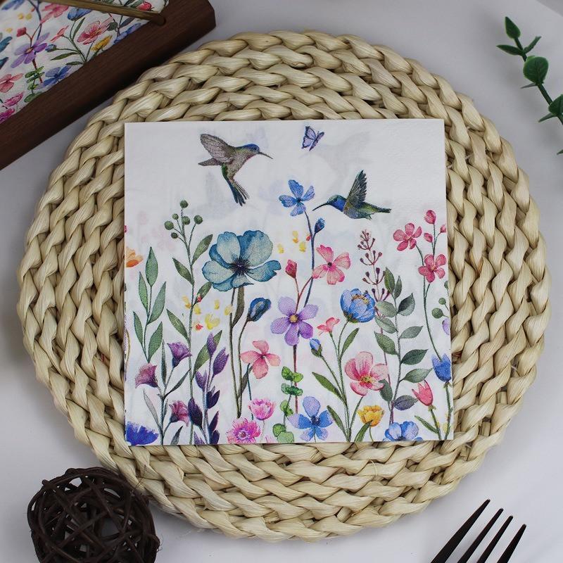 20 Stück/Packung Servietten mit Blumendruck Elegantes Tissue Geburtstag Hochzeitsfeier Dekoration