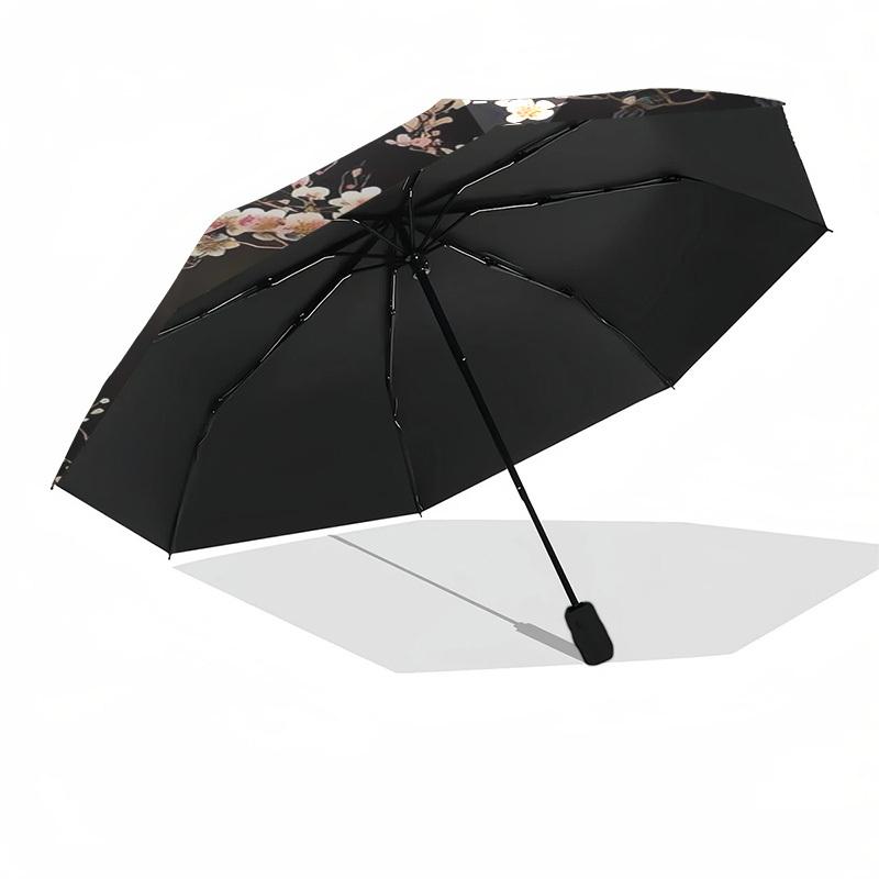 Parasol automatyczny z motywem Noc Kwitnącej Wiśni w Blasku Księżyca, Kompaktowy Parasol Podróżny, Lekki i Przenośny, Odpowiedni do