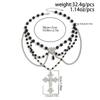 SHIXIN Gothic Multilayer Black Acrylic Bead Chain Choker Necklace for Women Retro Jesus Cross Pendant Necklace Halloween Jewelry
