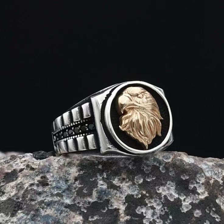 Eco-friendly American Punk Men's Eagle Head Ring