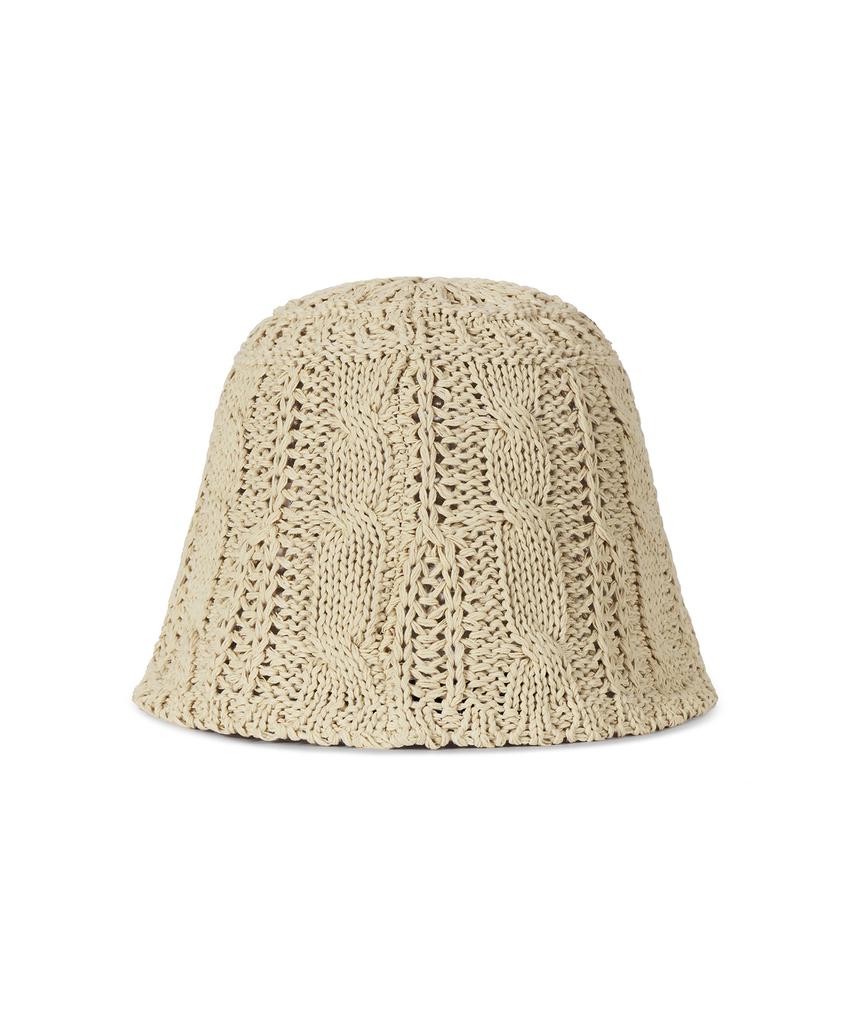 Bajal Vz Label Cable Knit Bucket Hat Beige
