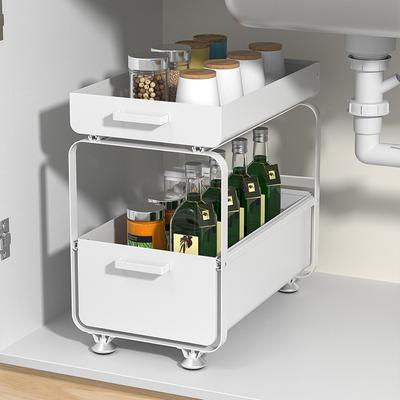 Étagère de rangement extractible sous l'évier, multi-usages, organisateur d'armoire, support de rangement pour salle de bains, comptoir de cuisine