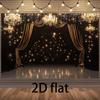 Black Gold Stage Curtain Tapestry, Chandelier Starlight Background Cloth, Party Prom Backdrop