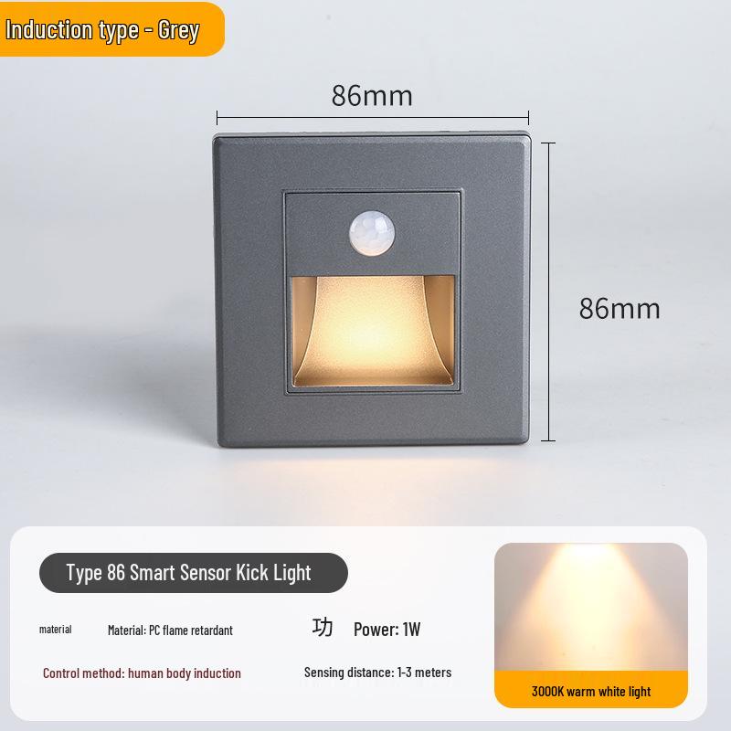 86-Type Floor Lamp with Motion Sensor Night Light for Stairs and Corridors
