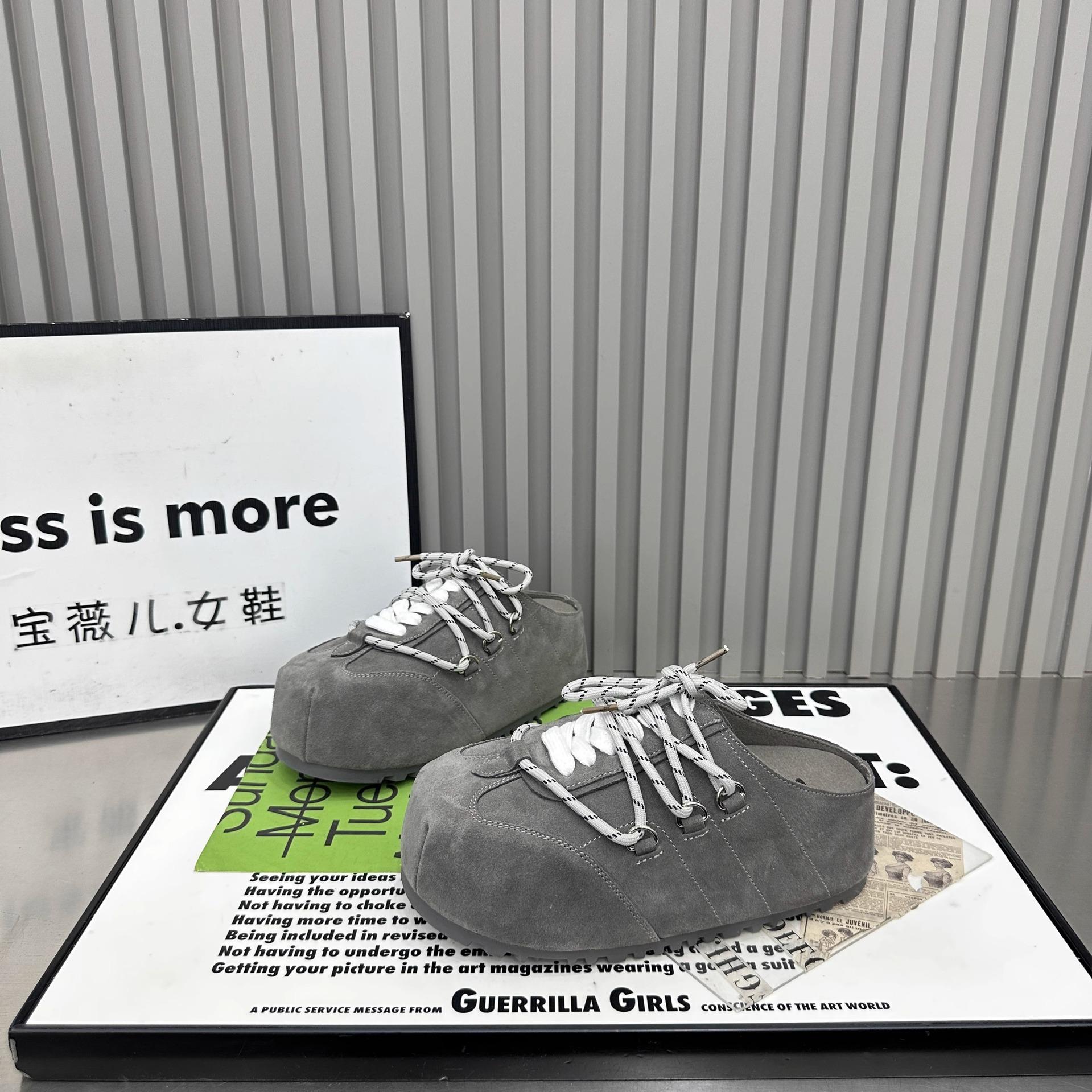 

Guyun Shu New big head strap bread shoes Birkenstocks platform muffin lazy one pedal half slippers women s shoes shoes 35
