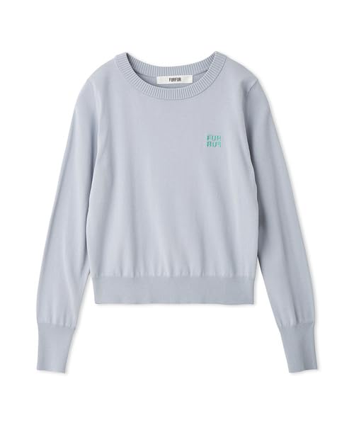 Furfur Logo Embroidered Crew Neck Sweater Blue Women's RWNT244091,