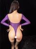 Sexy Damenöl Glänzend Hoch geschnittener Body Durchsichtig Elastisch Einteiler Tanga Formend Eng Cosplay Dienstmädchen Leotard