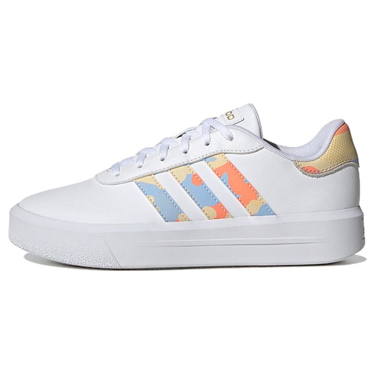 Adidas Neo Court Platform Casual Slip Resistant Durable Low Top Skate Shoes Women Sneakers White Blue Orange H06298