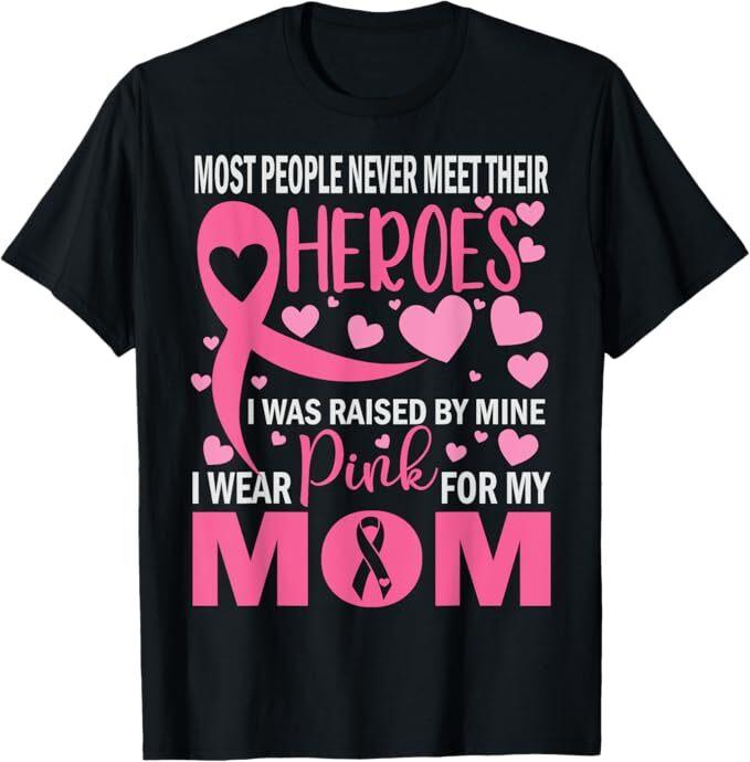 

I Wear Pink For My Mom Breast Cancer Awareness Kids Support T-Shirt 4XL