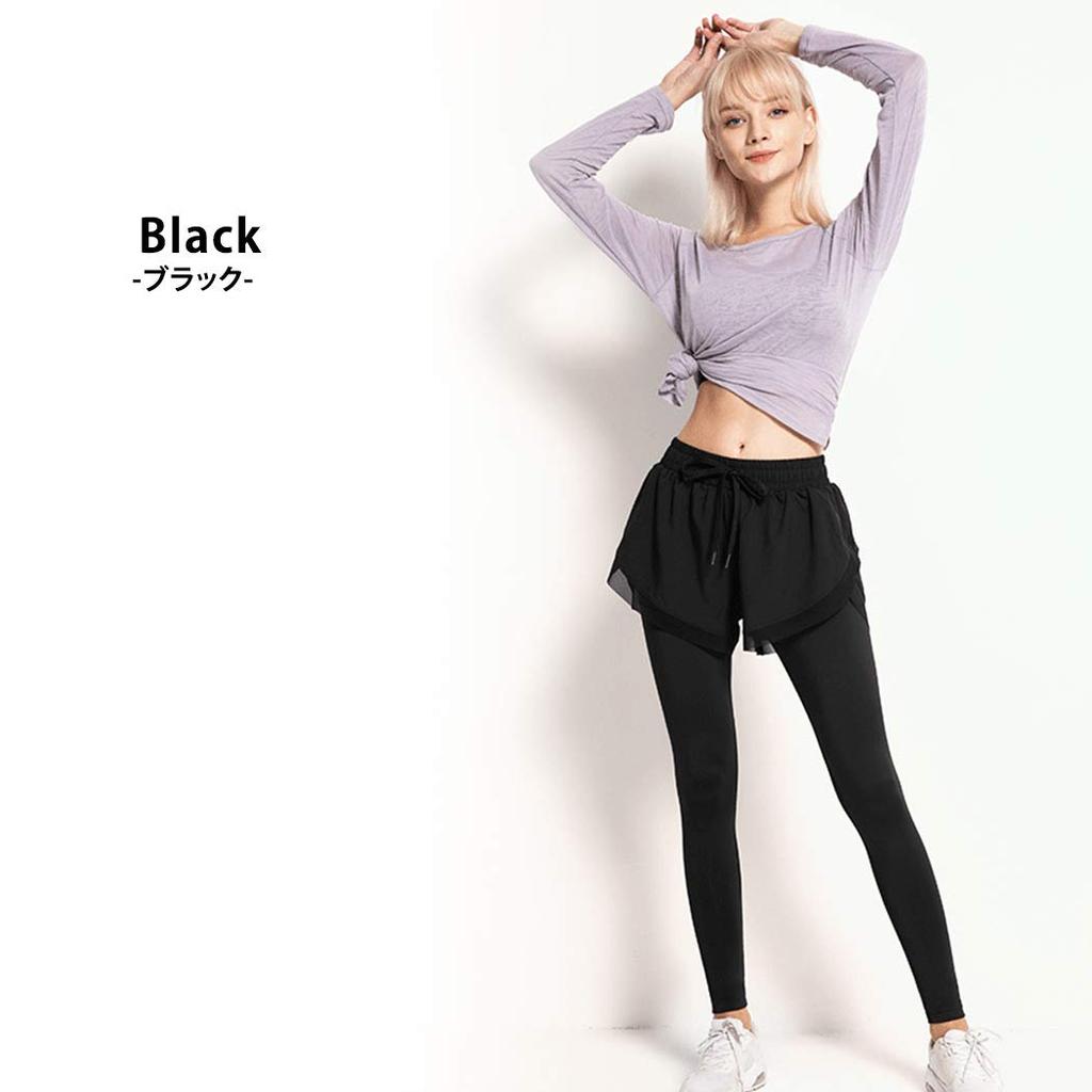 Плюшевые брюки для йоги с шортами и леггинсы для женщин yoga061, легкие, для фитнеса, спортивная одежда, влагоотводящие, быстросохнущие, (Черный, М)