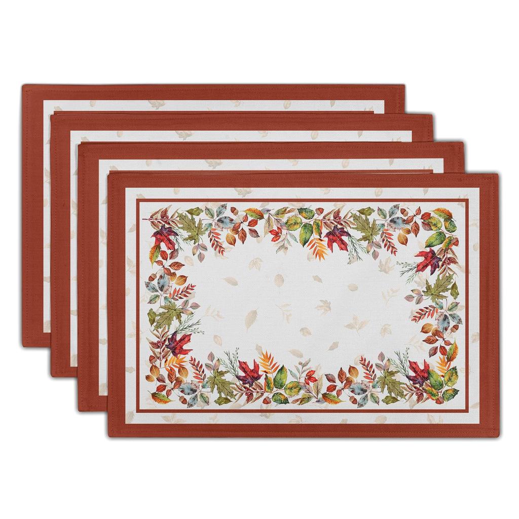 Watercolor Floral Placemats Set of 4 Blue Yellow Poppy Flowers Washable Non-Slip Heat Resistant 12×18 Inch Spring Summer Seasonal Linen Fabric Table M