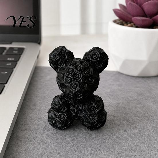 Integrated Molding Ornament Romantic Rose Ornament, Bear Decorative Sculpture for Healing Design Valentine Day Anniversaries Birthdays Multi-Scene Use