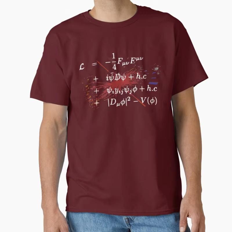 

Theoretical Physics Equations Standard Model Higgs Boson Lagrangian Particle Physics gift T shirt for men Large size Tops 4XL