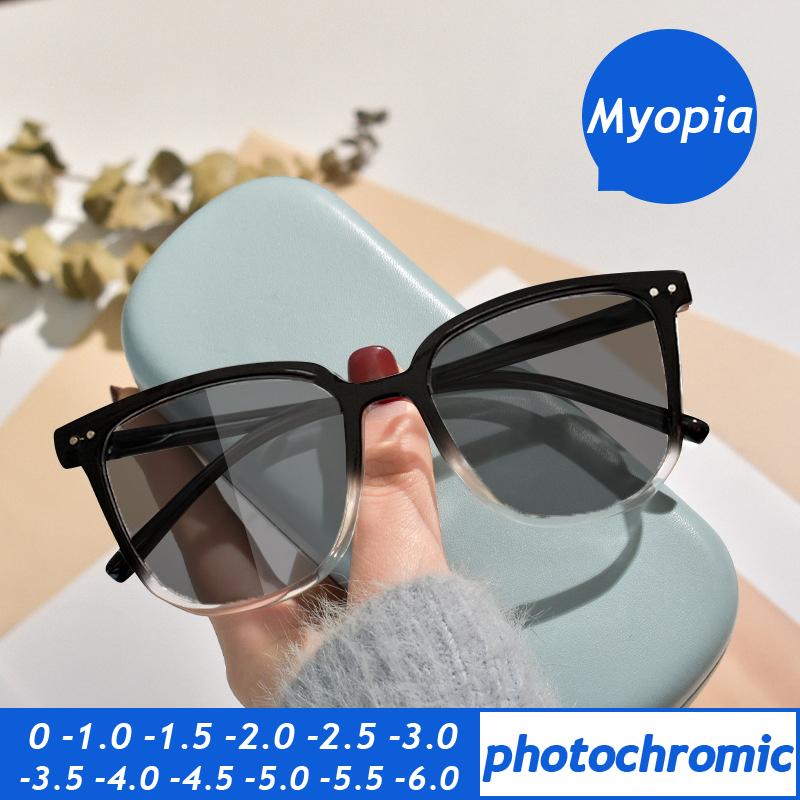 

Фотохромные очки для близорукости для женщин и мужчин, винтажные, анти-синий свет, изменяющий цвет, очки для близорукости на открытом воздухе, диоптрии от 0 до -6,0