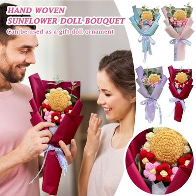 Plush Bouquet Doll, Hand-made Cartoon Plush Bouquet, Artificial Flowers & Plush Toys Birthday Wedding Graduation Valentine's Day Christmas Bouquet
