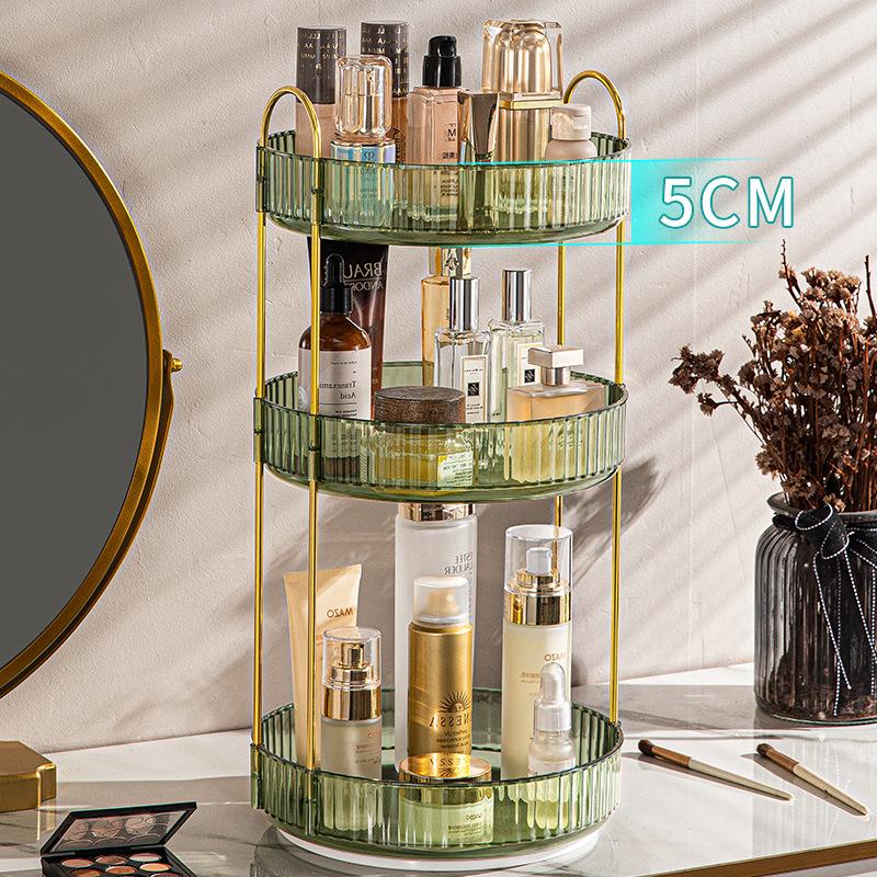 Light Luxury Rotating Bathroom Shelf: Multi-functional Three-Tier Vanity Storage Rack for Living Room Use