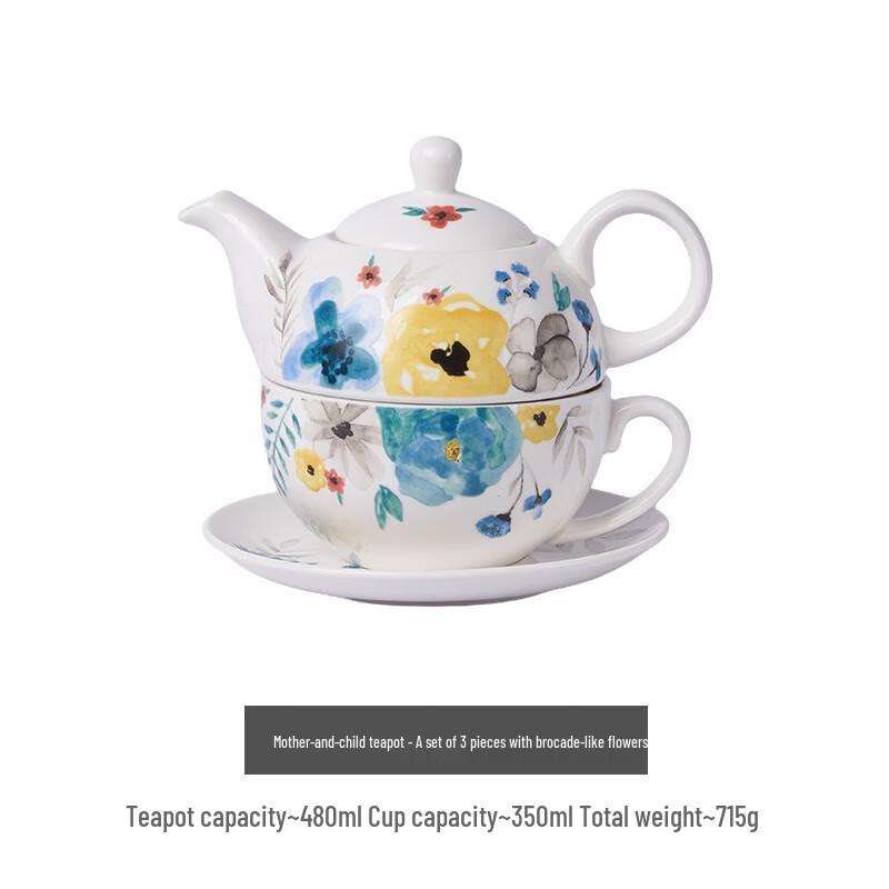 Jingxun Floral Ceramic Stacking Teapot & Cup Set